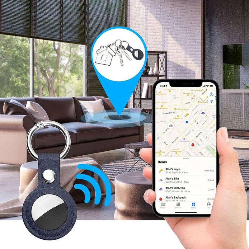 Husa Apple AirTag Techsuit SLH1, cu carabina de prindere, albastru