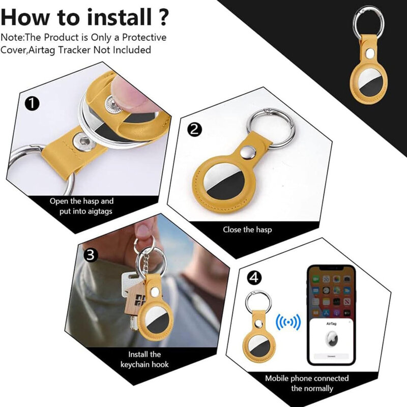 Husa Apple AirTag Techsuit SLH1, cu carabina de prindere, galben