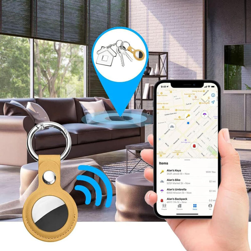 Husa Apple AirTag Techsuit SLH1, cu carabina de prindere, galben