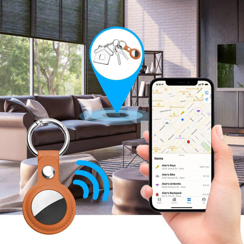 Husa Apple AirTag Techsuit SLH1, cu carabina de prindere, portocaliu