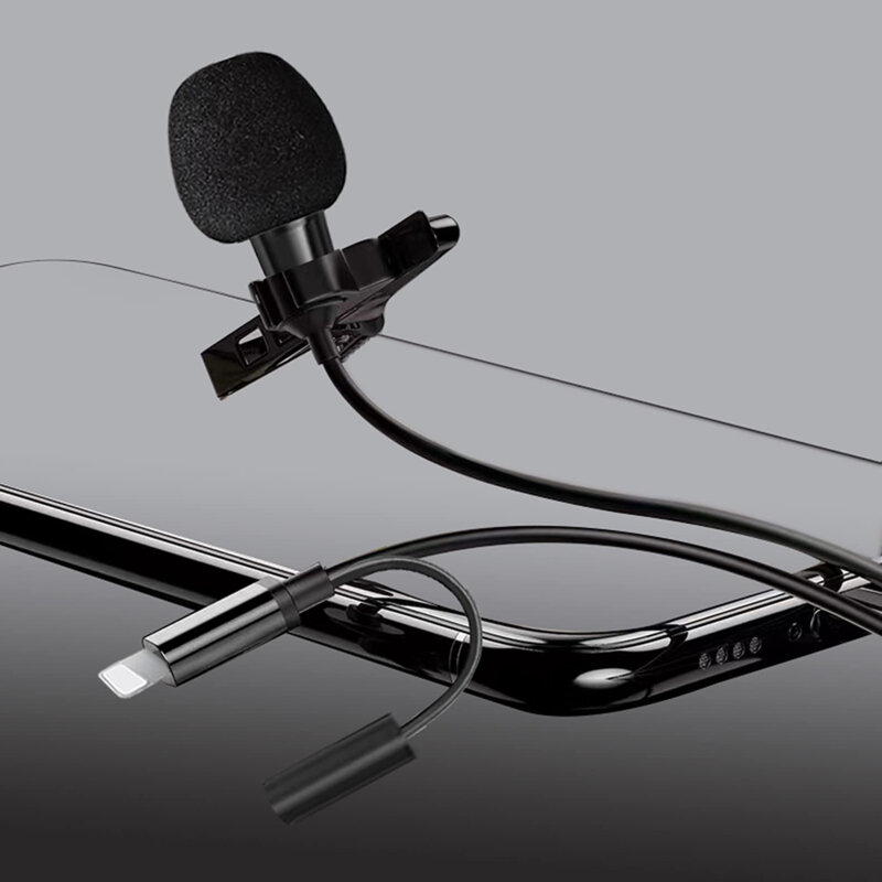 Microfon lavaliera cu fir Techsuit WL1, iPhone, Jack, negru