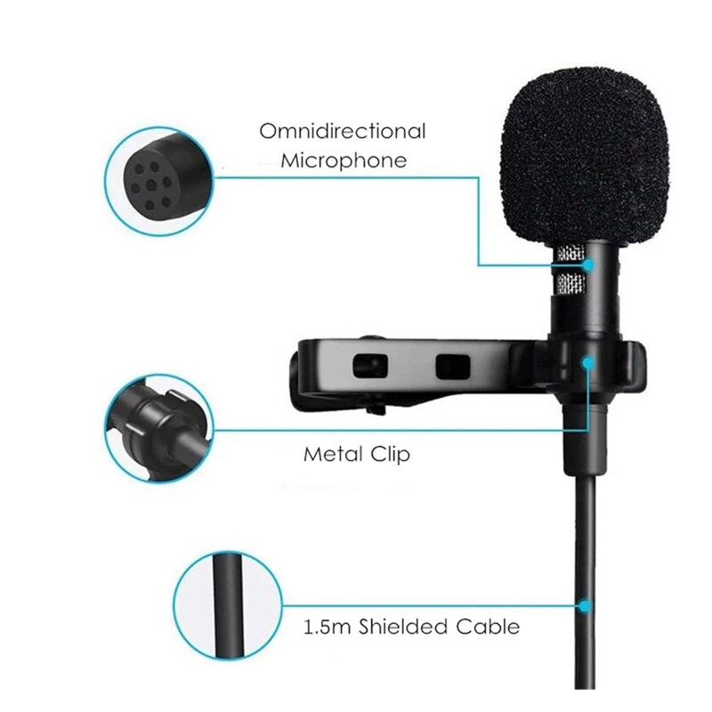 Microfon lavaliera cu fir Techsuit WL2, Type-C, Jack, negru