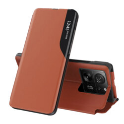 Husa Xiaomi 13T Pro Eco Leather View flip tip carte, portocaliu