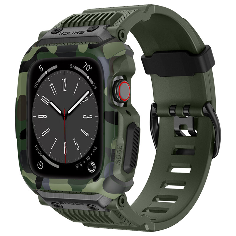 [Pachet] Husa + curea Apple Watch 6 44mm Lito RuggedArmor, verde, LS001