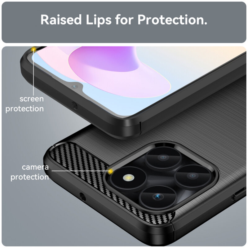 Husa Honor X6a Techsuit Carbon Silicone, negru