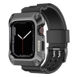 [Pachet] Husa + curea Apple Watch 7 45mm Lito Metal RuggedArmor, gri, LS002