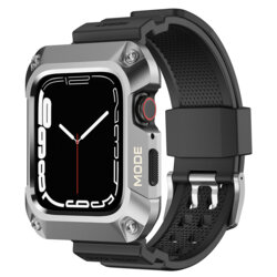 [Pachet] Husa + curea Apple Watch SE 2 44mm Lito Metal RuggedArmor, argintiu, LS002