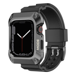 [Pachet] Husa + curea Apple Watch 9 45mm Lito Metal RuggedArmor, gri, LS002