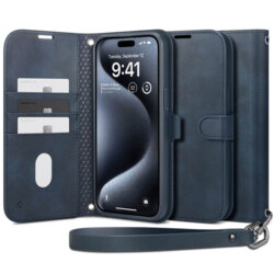 Husa iPhone 15 Pro Max Spigen Wallet S Pro, albastru