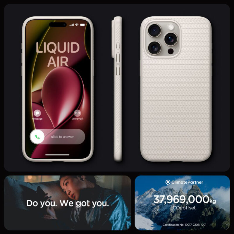 Husa iPhone 15 Pro Max Spigen Liquid Air, natural
