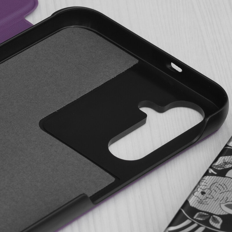 Husa Samsung Galaxy S24 Plus Eco Leather View flip tip carte, mov