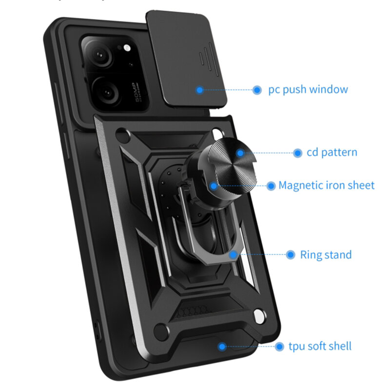 Husa Xiaomi 13T Pro protectie camera Techsuit CamShield Series, negru
