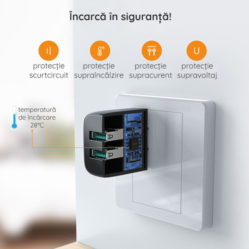 Incarcator universal USB + cablu Micro-USB JoyRoom, 12W, L-2A123