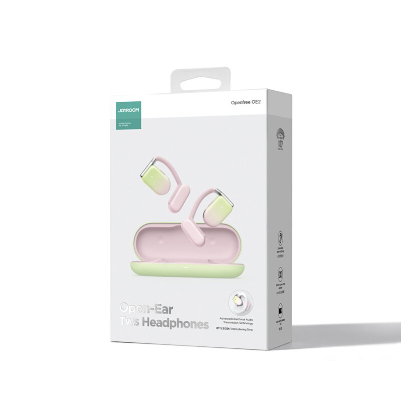 Casti TWS open-ear cu microfon JoyRoom, pink, JR-OE2