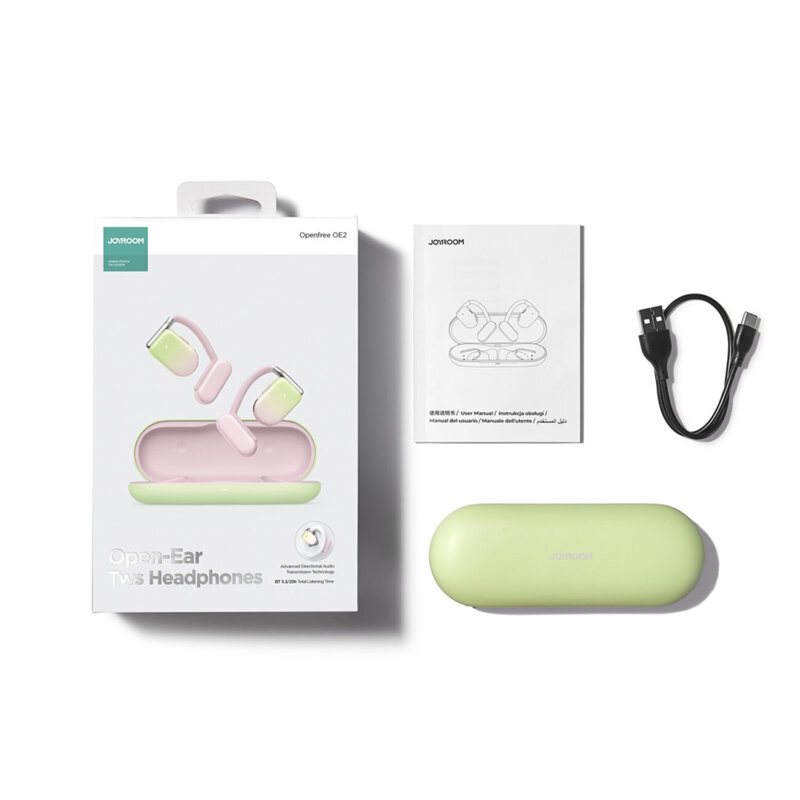 Casti TWS open-ear cu microfon JoyRoom, pink, JR-OE2