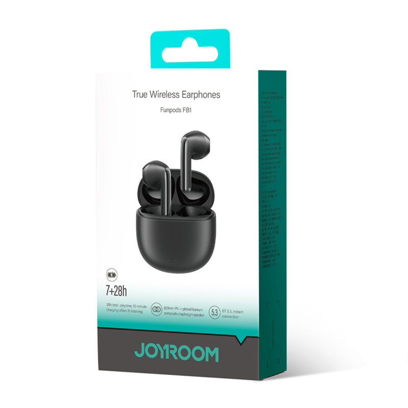 Casti TWS Bluetooth cu microfon JoyRoom, negru, JR-FB1