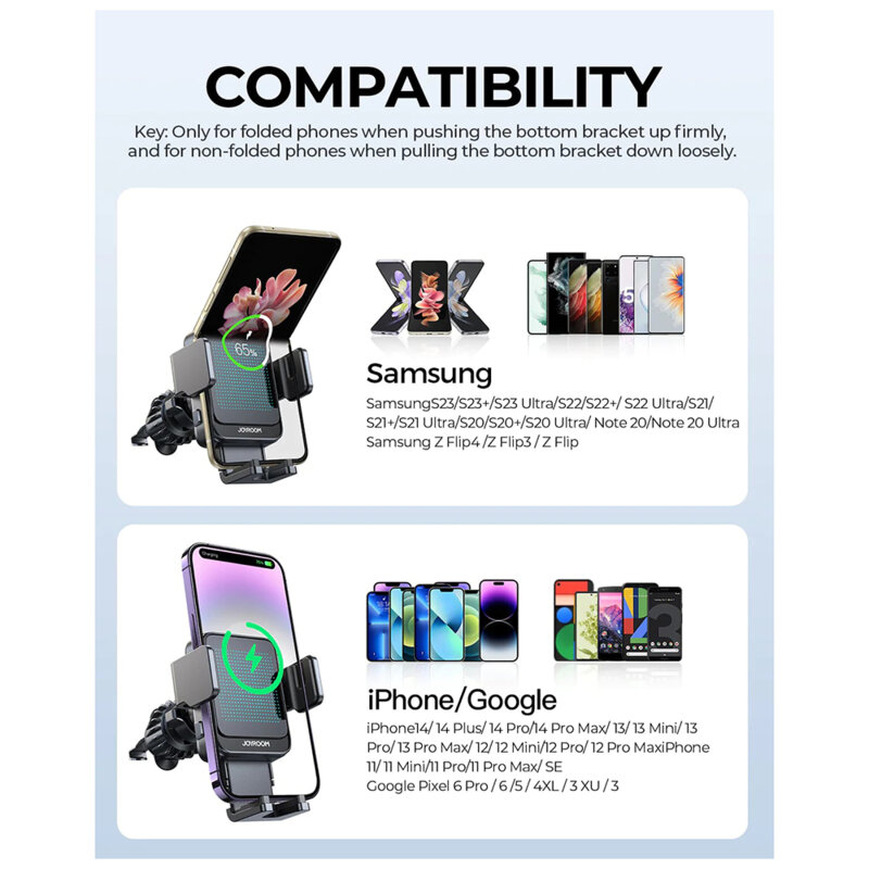 Suport telefon masina grila ventilatie JoyRoom, 15W, JR-ZS341