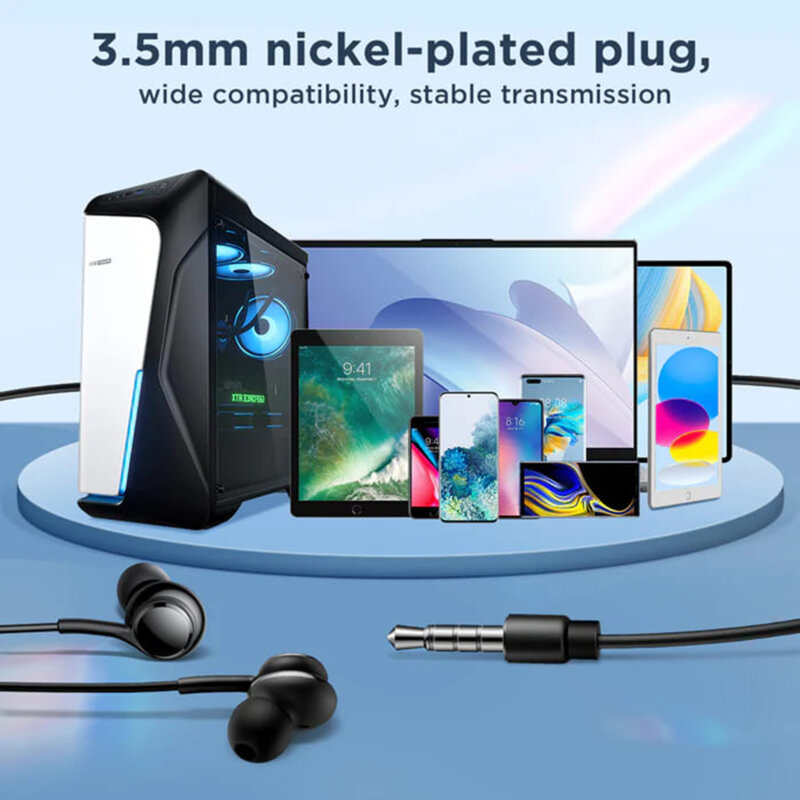 Casti cu fir si microfon in-ear Jack JoyRoom, negru, JR-EW02