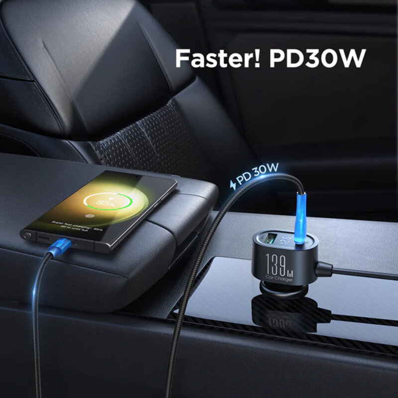 Incarcator masina 3xbricheta auto, 3xUSB, tip C JoyRoom, JR-CCL01