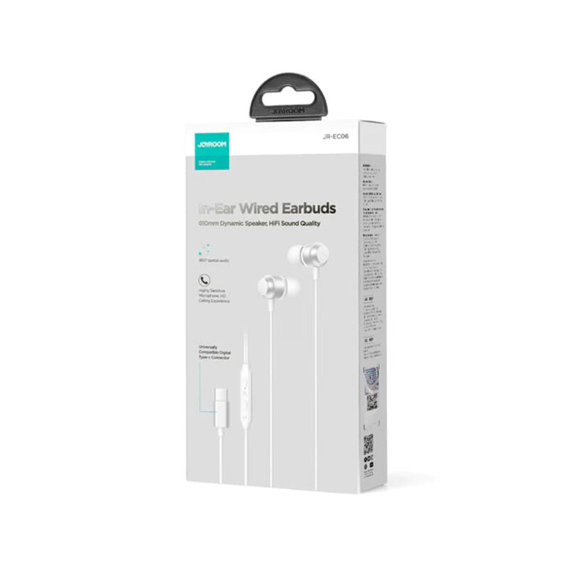 Casti in-ear cu fir USB-C si microfon JoyRoom, argintiu, JR-EC06