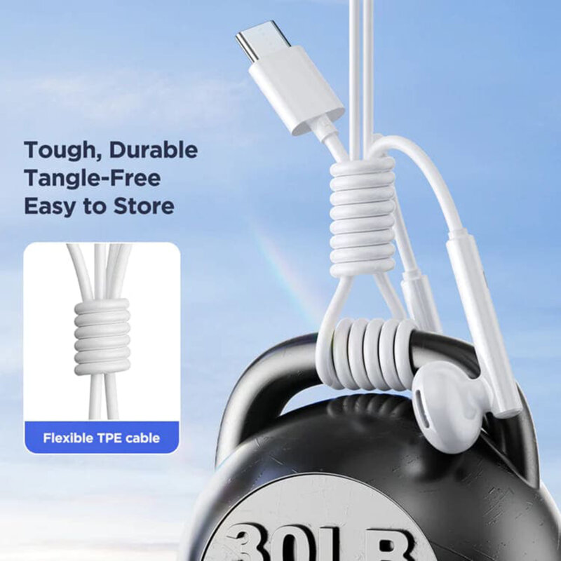 Casti Type-C cu fir half-in-ear JoyRoom, alb, JR-EC05