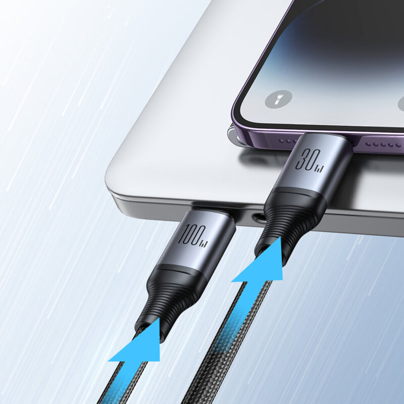 Cablu 2xtip C, iPhone JoyRoom, 100W, 1.5m, negru, SA21-1T2