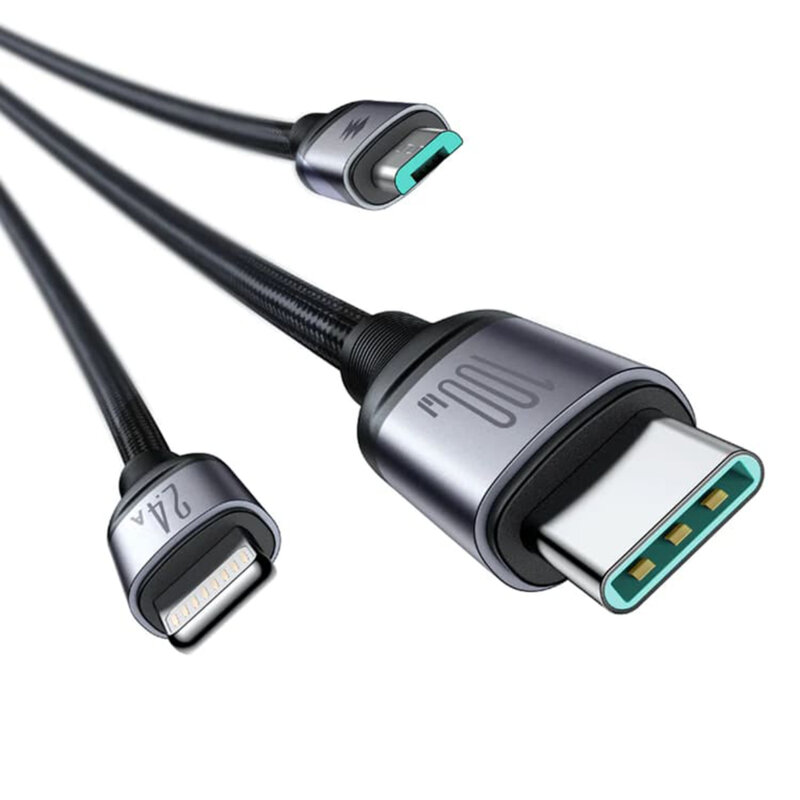 Cablu tip C, iPhone, Micro-USB JoyRoom, 100W, 1.2m, negru, SA21-1T3