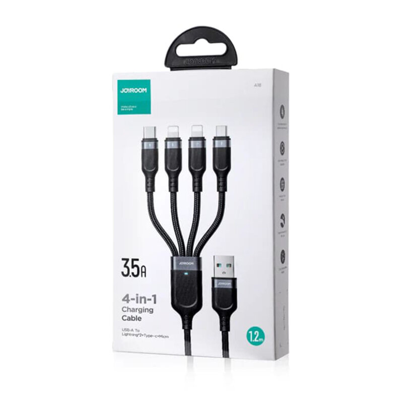 Cablu 2xiPhone, tip C, Micro JoyRoom, 3.5A, 1.2m, negru, S-1T4018A18