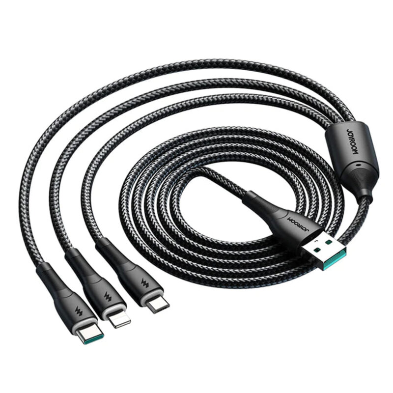 Cablu iPhone, tip C, Micro-USB JoyRoom, 3.5A, 1.2m, negru, SA33-1T3
