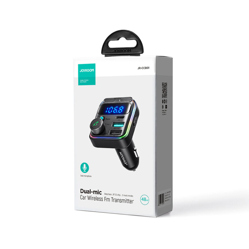 Modulator FM Bluetooth, incarcator bricheta auto JoyRoom, JR-CCB01