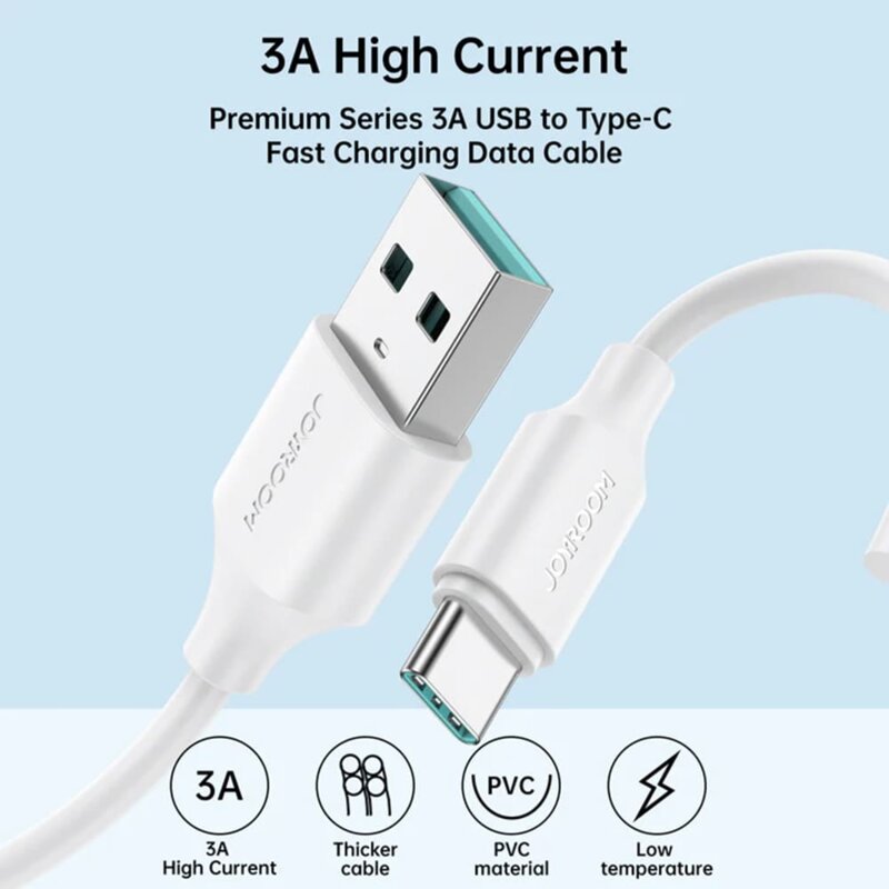 Cablu USB Type-C Fast Charge JoyRoom, 3A, 2m, negru, S-UC027A9