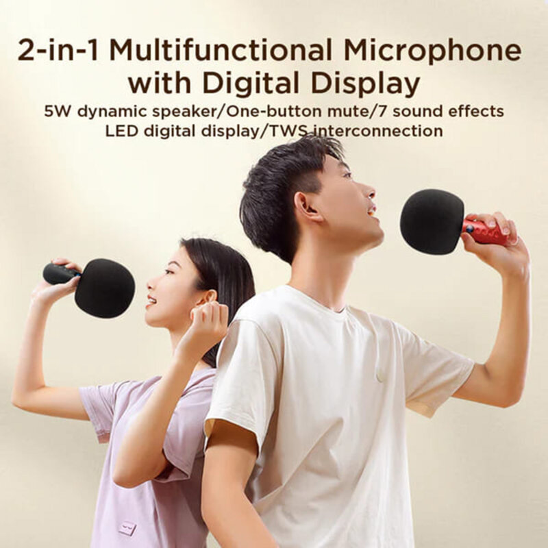 Microfon wireless karaoke JoyRoom, 5W, rosu, JR-MC6