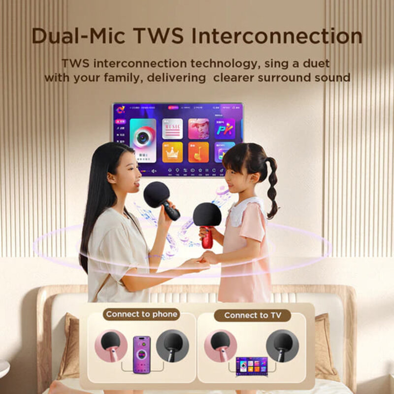 Microfon wireless karaoke JoyRoom, 5W, rosu, JR-MC6