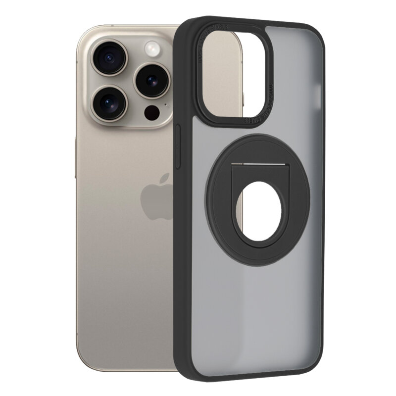 Husa MagSafe iPhone 15 Pro Max Techsuit Ghost Holder, negru