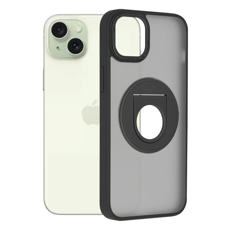 Husa MagSafe iPhone 15 Plus Techsuit Ghost Holder, negru