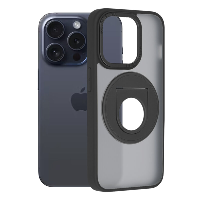 Husa MagSafe iPhone 15 Pro Techsuit Ghost Holder, negru