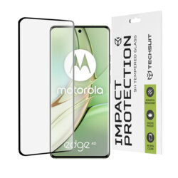 Folie sticla 3D curbata Motorola Edge 40 Techsuit 111D Full Glue Full Cover, negru