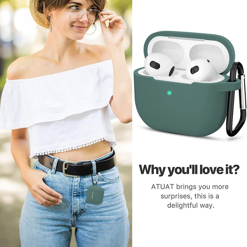 Husa Apple AirPods 3 Techsuit Silicone Case, verde inchis