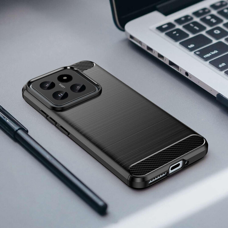 Husa Xiaomi 14 Techsuit Carbon Silicone, negru