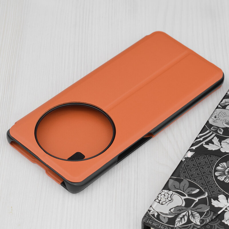 Husa Honor Magic6 Lite Eco Leather View flip tip carte, portocaliu