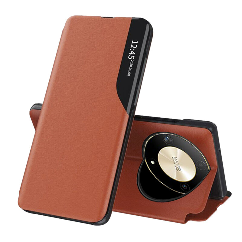 Husa Honor Magic6 Lite Eco Leather View flip tip carte, portocaliu