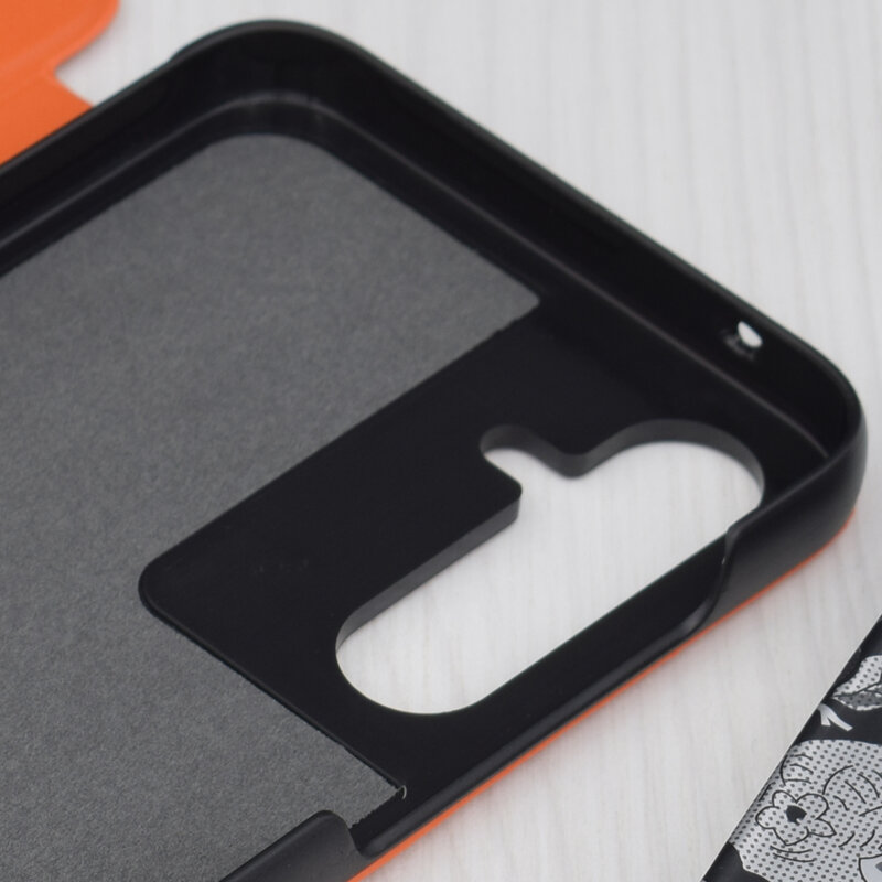 Husa Samsung Galaxy A35 5G Eco Leather View flip tip carte, portocaliu