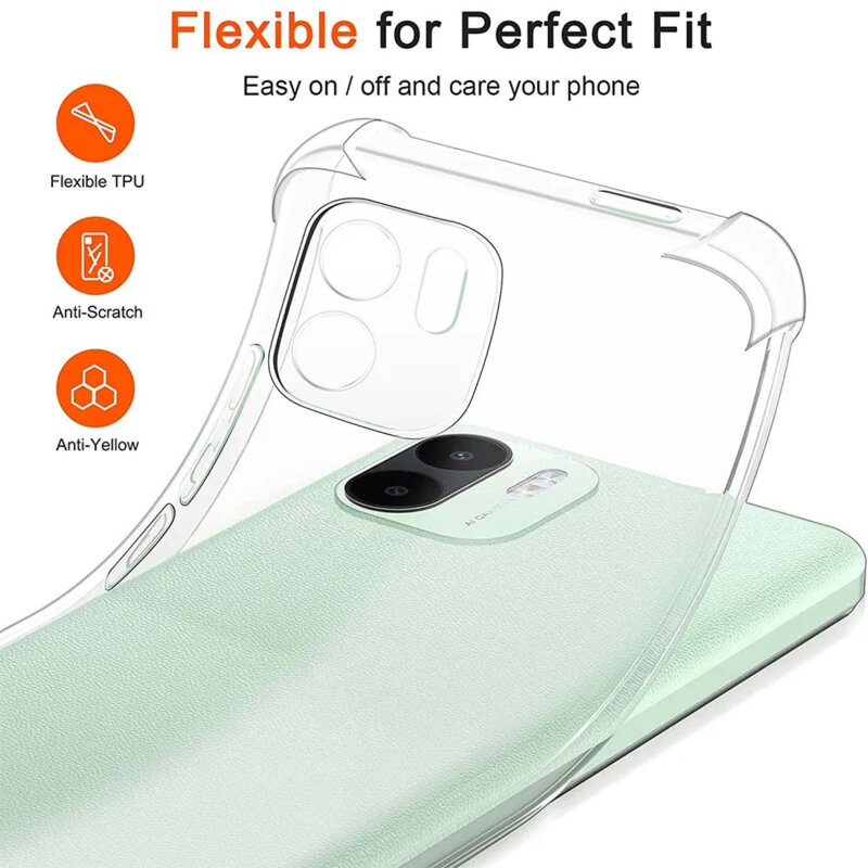 Husa Xiaomi Redmi A2 Techsuit Shockproof Clear Silicone, transparenta