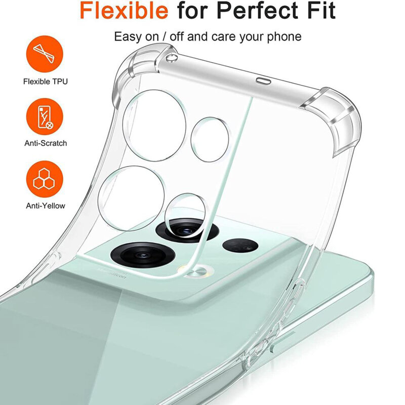 Husa Oppo Reno8 Pro Techsuit Shockproof Clear Silicone, transparenta