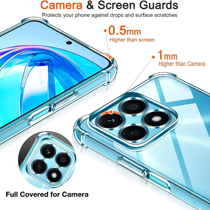 Husa Honor X8a Techsuit Shockproof Clear Silicone, transparenta