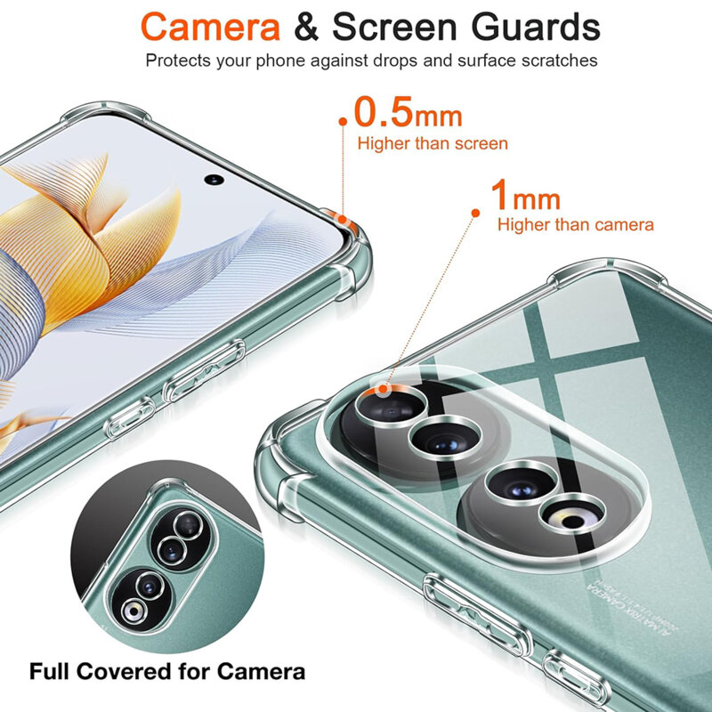 Husa Honor 90 Techsuit Shockproof Clear Silicone, transparenta