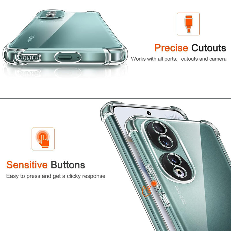 Husa Honor 90 Techsuit Shockproof Clear Silicone, transparenta