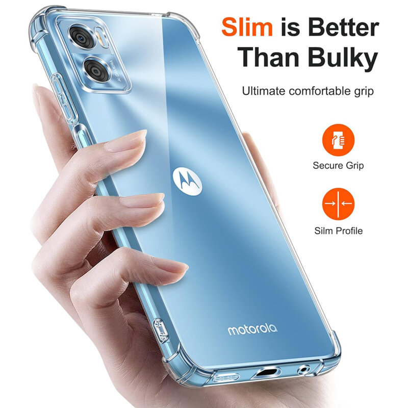 Husa Motorola Moto E22 Techsuit Shockproof Clear Silicone, transparenta