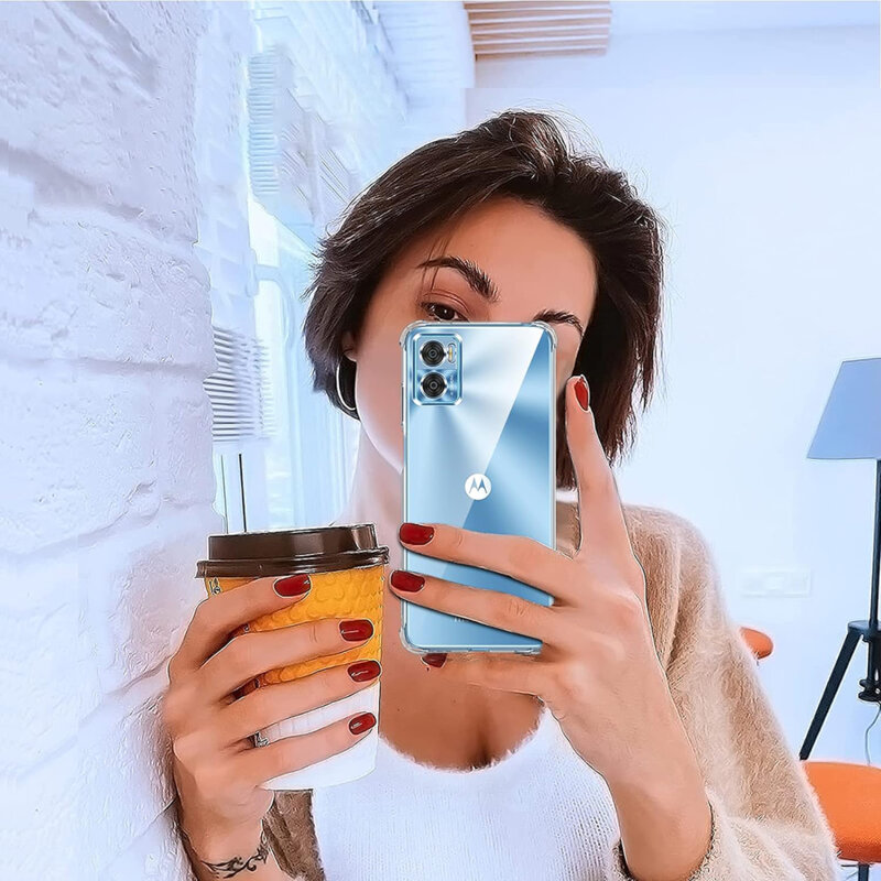Husa Motorola Moto E22 Techsuit Shockproof Clear Silicone, transparenta