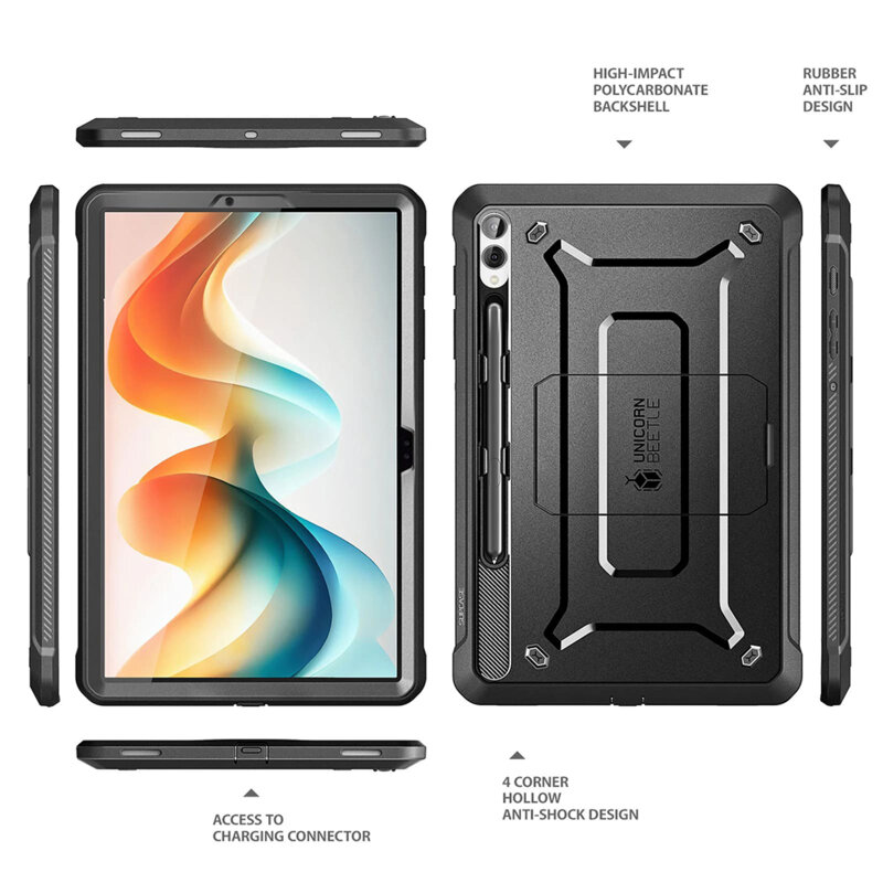 Husa Samsung Galaxy Tab S9 FE Plus Supcase Unicorn Beetle Pro, negru